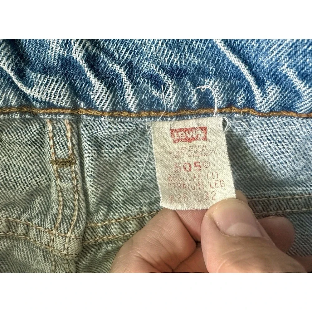 Vintage 90s Orange Tab Levi's 505 Straight Leg Denim Jeans 32.5x31 Medium Wash